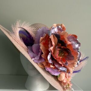 Elegant Peach and Lavender Floral Women's Derby Hat